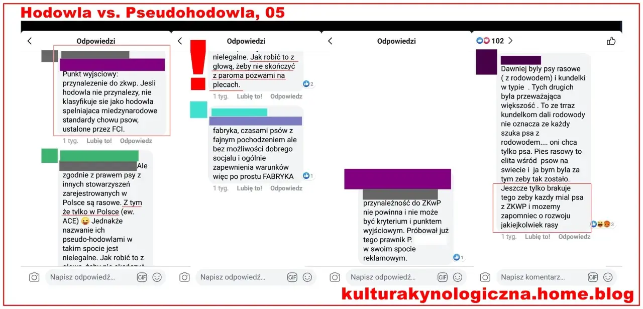 Dyskusja o hodowlach psów, w tym o tych nieuznanych przez FCI, które często działają jak fabryki, a ich działalność może być nielegalna.